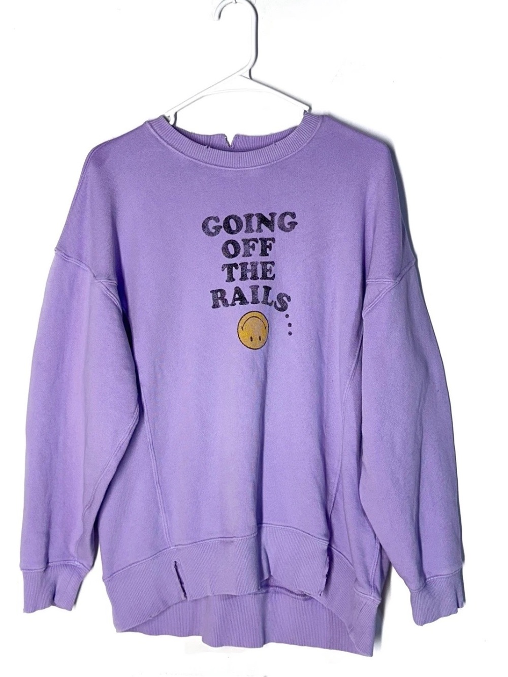 AERIE Women’s Lavender Going Off The Rails” Graphic Crewneck Sweatshirt Size XS